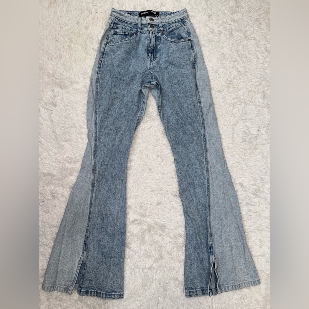Social Tourist Hollister Womens Dual-Toned Flare Jeans Size 24R